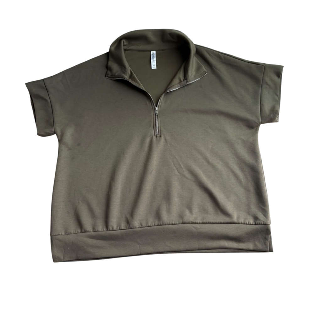 Scarlett Olive Green Zip-Up Tee